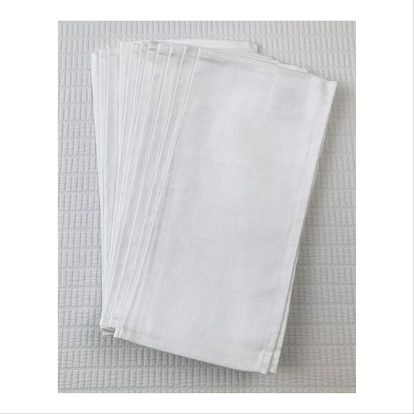 Vintage Set 11 White 100% Cotton Damask Cocktail Luncheon Napkins Hungary ~10.5” - Picture 1 of 10